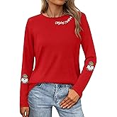 PECHAR Christmas Shirts for Women: Merry Christmas T Shirts Long Sleeve Christmas Tree Shirt Xmas Gift Blouse Tee Tops
