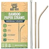 BOONBOO Bamboo Paper Straws, Individually Wrapped, Bendable, PFAS-Free, 100 Counts