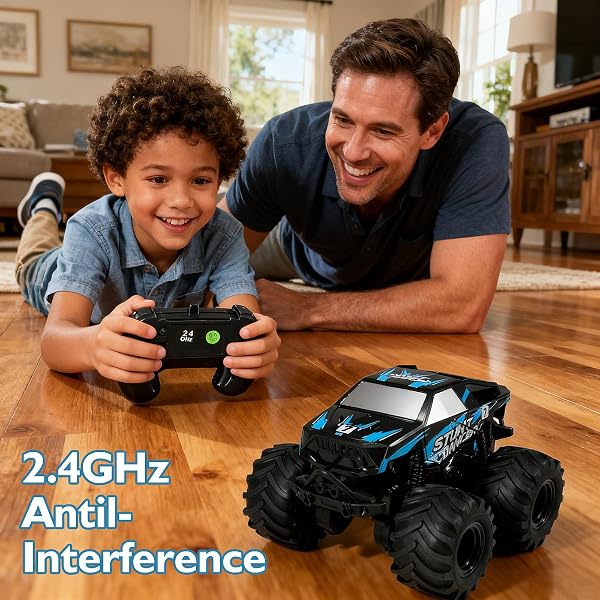 UFILNI 1:24 WATERPROOF MONSTER TRUCK TOYS RC CARS: AMPHIBIOUS REMOTE CONTROL CAR TRUCKS 4WD ALL TERRAIN OFF-ROAD PICKUP TOY FOR 6 7 8 9 10 11 12 YEAR OLD BOYS GIRLS KIDS GIFTS PRESENTS BLUE