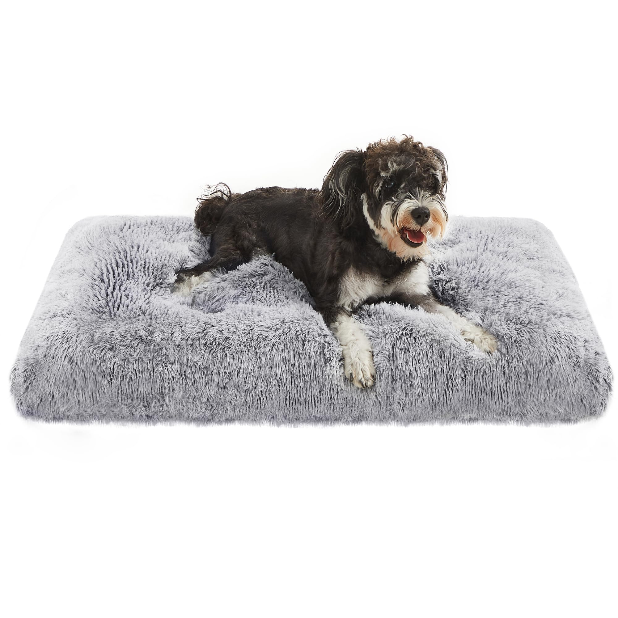 Feandrea Dog Bed - Plush Anti Anxiety Crate Mattress, Washable Pillow Cushion, Grey Ombré, 80 x 50 cm — image 1