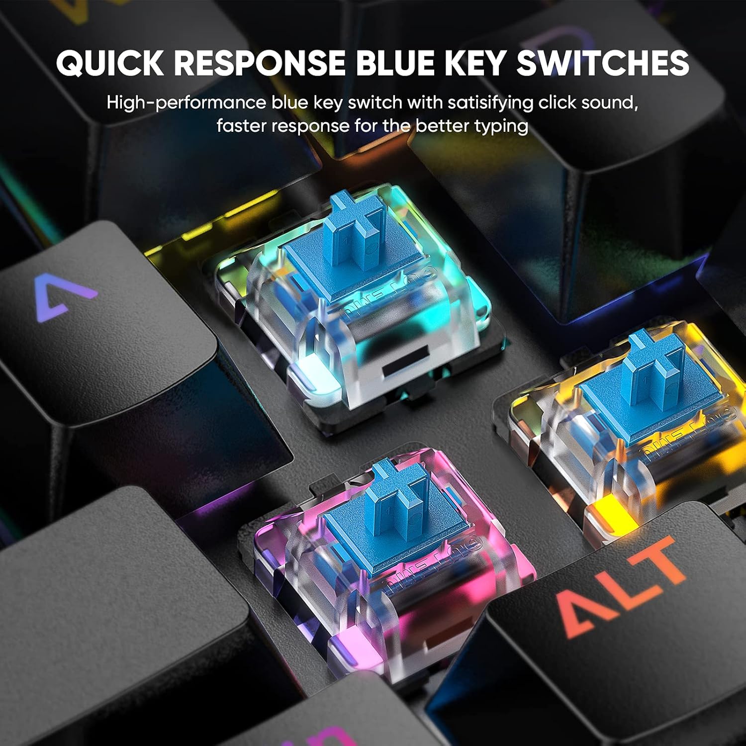 New Version TKL Compact Mechanical Gaming Keyboard, Hiwings HI100 RGB LED Rainbow Backlit 80% 87 Keys Keyboard with Blue Switches,Compatible Windows, Mac with Type C Adapter (Extra OTG): Computers & Accessories