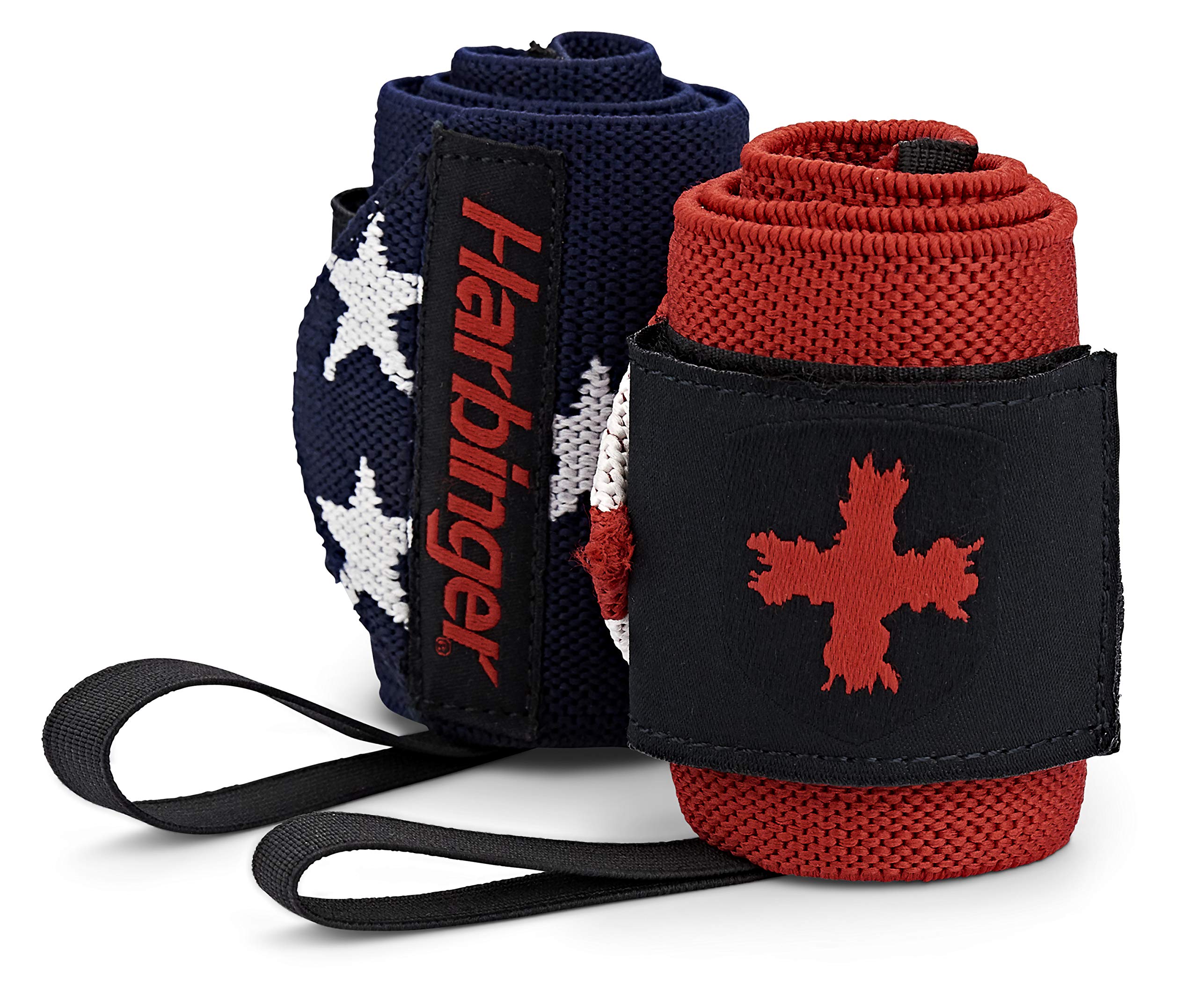 Harbinger Red Line 18-Inch Weightlifting Wrist Wraps for Men and Women (Pair), Flag