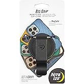 Nite Ize Big Grip Magnetic Grip, Clip & Stand - Magnetic Phone Holder with Standing Handle - Compatible with MagSafe iPhones & Cases Only - Includes Clip to Attach to Backpacks, Belts & Pockets