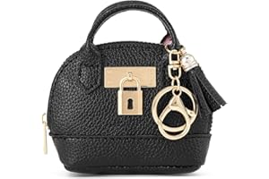 WOZEAH Mini Backpack Keychain for Women,Small Change Pouch Coin Purse Zipper with Key Card Lipstick Headset Cosmetics Bag（Black）