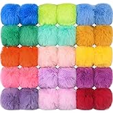 BQTQ 30 Pieces Faux Fur Pom Pom Balls with Elastic Loop Faux Rabbit Fur Fluffy Pompoms for Hats Beanie Scarves Gloves Bags Accessories(15 Brilliant Colors, 2 Pcs Each Color)
