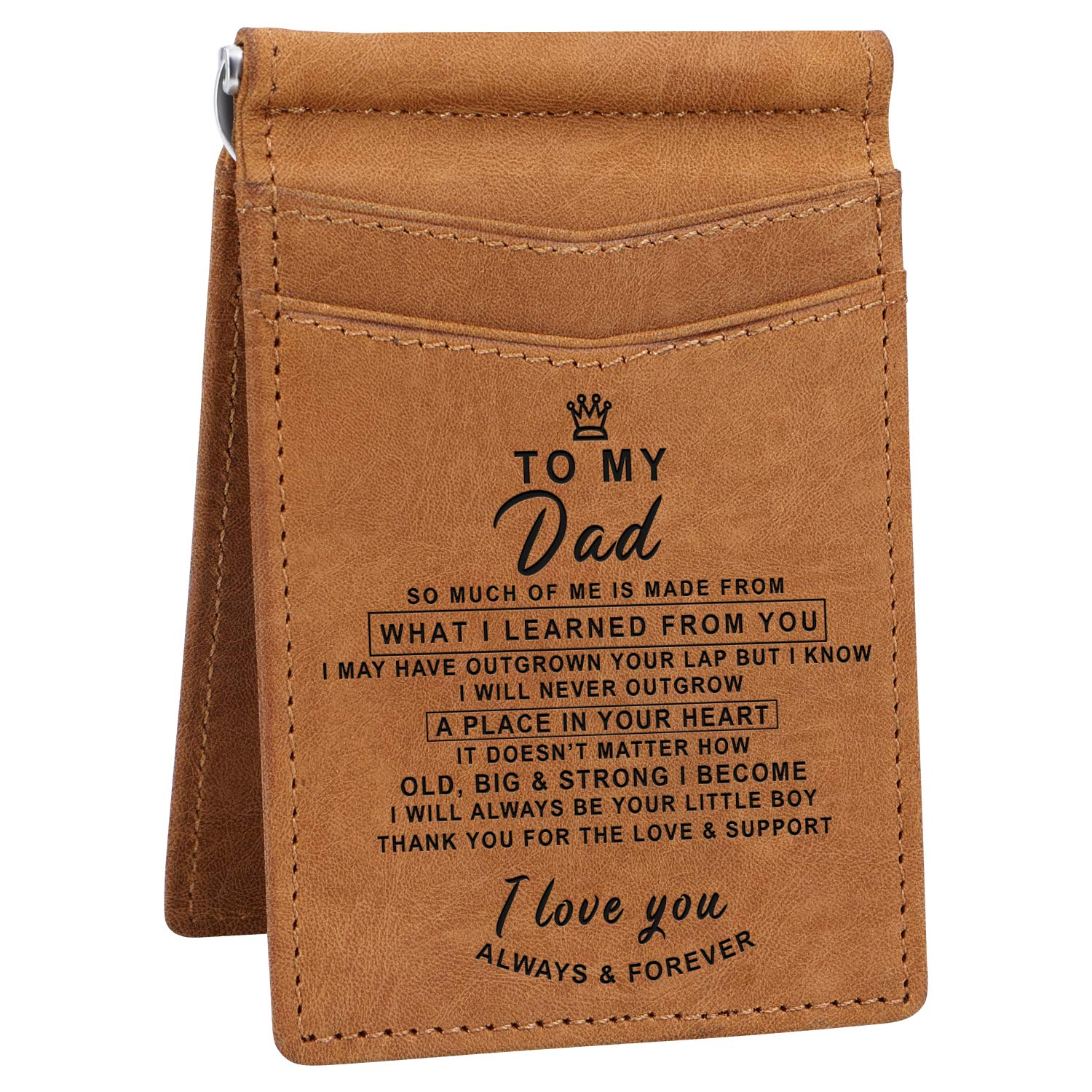 Kenon Personalized Slim Wallet for Men | RFID Blocking Minimalist Credit Card Holder with Gift Box Custom Leather Card Holder for Husband,Son,Dad (to My Dad from Son)