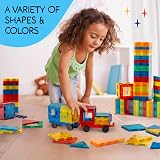 SUNNY AUNTIE Magnetic Tiles 150 Piece Set with Storage Bag STEM Toy for Kids view 6