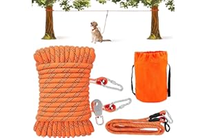 Kenida Dog Tie Out Cable for Camping - 50 Ft Dog Trolley System for Large Dogs with 10FT Dog Run Cable,Reflective Dog Runner for Yard,Camping,Park,Outdoor Events for Small-Large Dogs up to 200Lbs