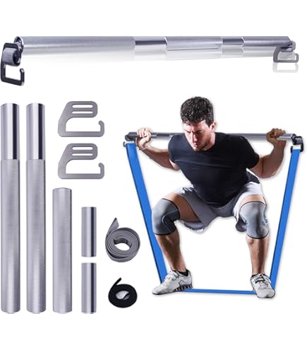 Portable Resistance Band Bar Kit With Handles Upgraded E-type Hook For Long Loop Elastic Bands Squat Deadlift Workout Equipment - 18 - View #3