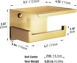 HITSLAM Brushed Gold Toilet Roll Holder with Phone Shelf SUS 304 view 6