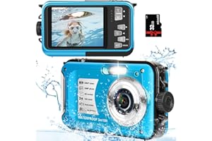 YIFECIAL Underwater Camera with 32GB Card Waterproof Camera 10FT 30MP FHD 1080P Compact 16X Digital Zoom Underwater Digital Camera for Snorkeling, Blue