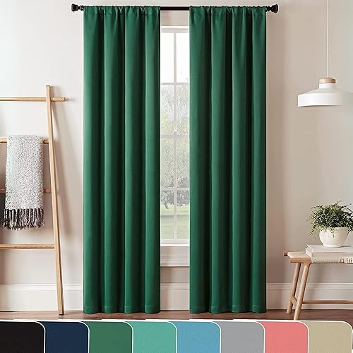 ECLIPSE Darrell Thermaweave Blackout Window Curtain Panel, 37" x 84", Emerald