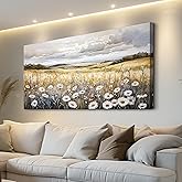 ZUITINGHUA Canvas Wall Art For Living Room Wall Decor For Bedroom Office Wall Decoration White Flower Landscape Painting Grassland Pictures Artwork Room Aesthetic Home Decor 20x40 In