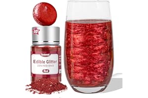 Twisweet Red Edible Glitter for Drinks, Food Grade 10g Sparkling Sprinkles Cake Decorating Supplies, Edible Luster Dust for Cocktail Beverages, Food Coloring Shimmer Powder for Cupcakes Cookies Cake Decorations