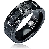 100S JEWELRY Black Tungsten Rings For Men Wedding Band Brick Pattern Brushed Engagement Promise Size 6-16