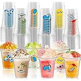 SYUCVQI 60 Pcs Pool Party Cups 10 oz Clear Disposable Summer Beach Cups Drinking Beverage Beach Plastic Tumbler for Summer Pool Holiday Party Supplies