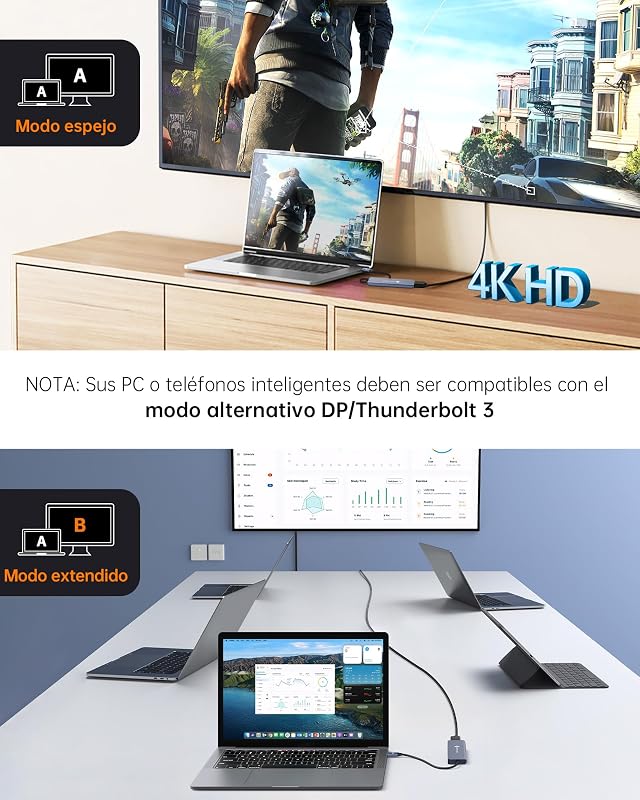 Hub USB C, adaptador USB C 6 em 1 com suporte de carregamento PD de 100W, HDMI 4K, 2 USB 3.0, leitor de cartão SD/TF, adaptador multiporta para MacBook Air/Pro e outros dispositivos Tipo C