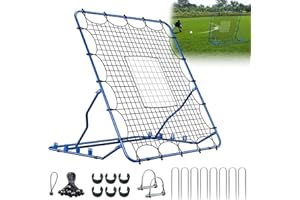 4x4.5FT Baseball Rebounder Net | 4 Adjustable Angles | Pitch Back Baseball Softball Volleyball Rebounder | 1 Strike Zone | Su