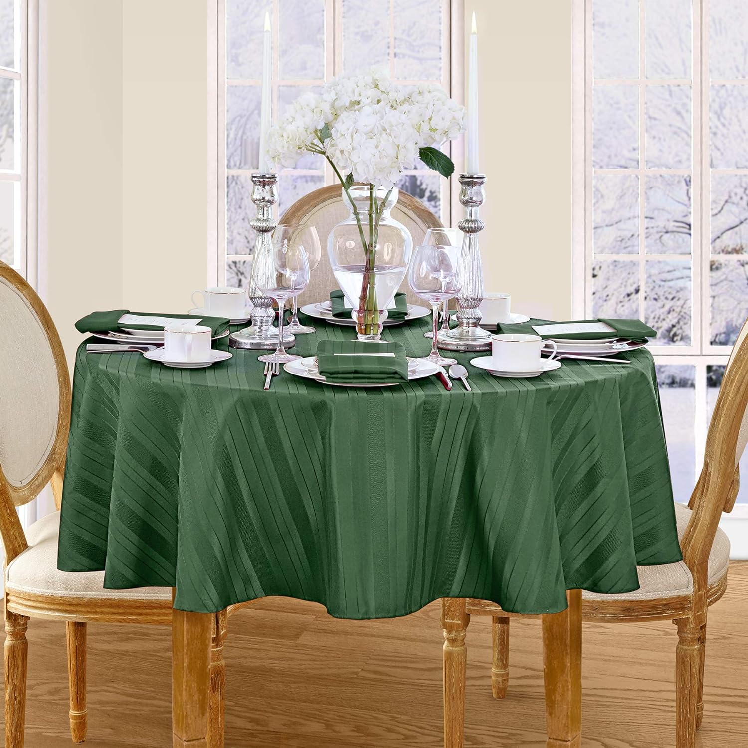 Best round table cloth damask stripe
