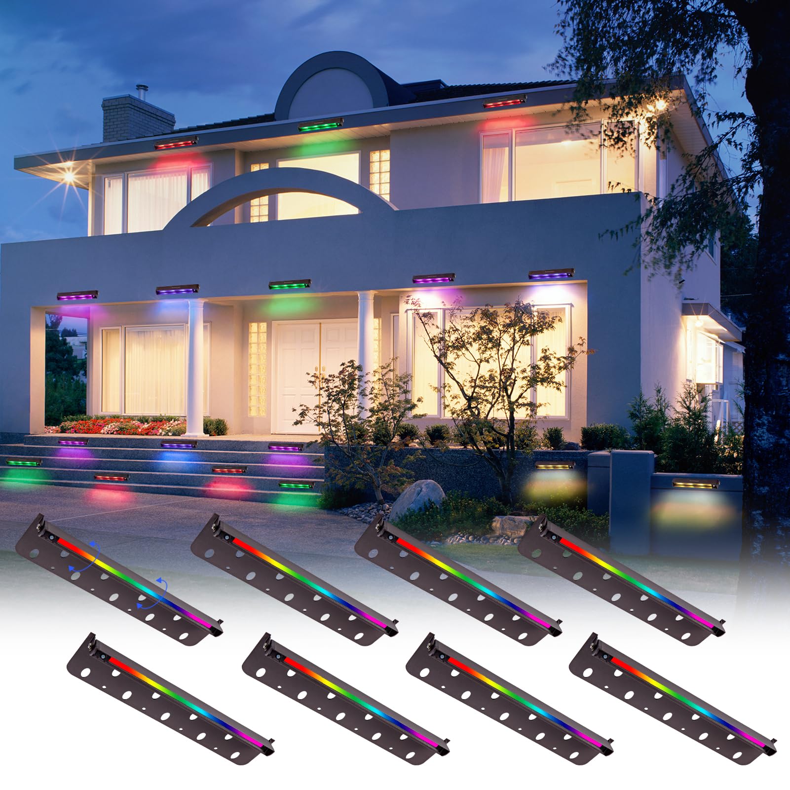 12 Pack LED Retaining Wall Lights – 7W RGB Color Changing, Low Voltage, IP65 Waterproof For Outdoor Steps & Patios