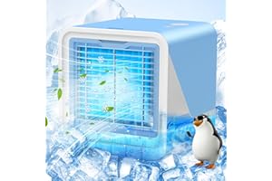 ROYALSELLPRO Quiet & Fast Cooling Portable Air Conditioners Fan with 3 Speeds, Replaceable Filter & Humidifier, Cooling Fans that Blow Cold Air, 7 Colors Led Evaporative Air Cooler for Room, Camping & Office