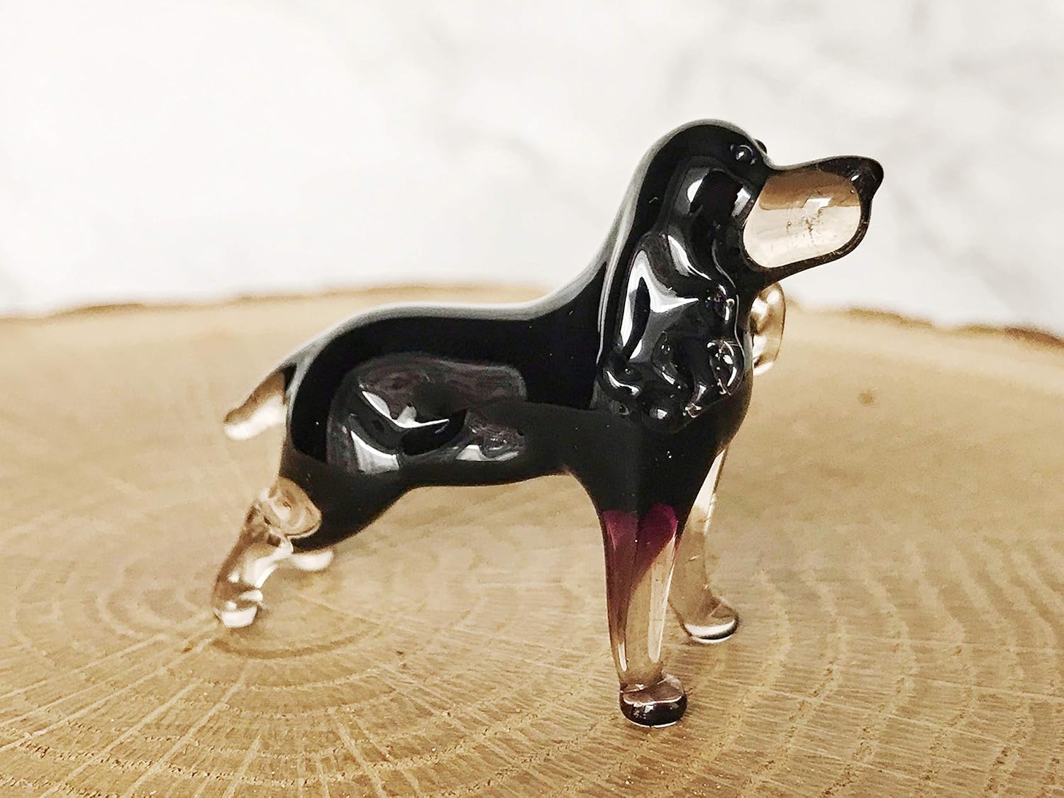 Miniature Glass Dog Figure Fused Glass Dog Figurine Animals Gift for Christmas Blown