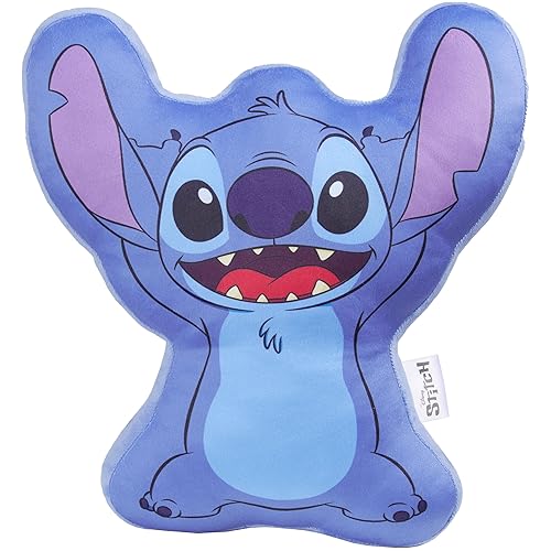 Disney Stitch 3D Plush Pillow Cushion for Sofa or Bed, Cute Kids Cuddle Cushion Soft Plushie Bedroom Accessories, Stitch Gifts for Kids (Blue Stitch, L34 x W32)