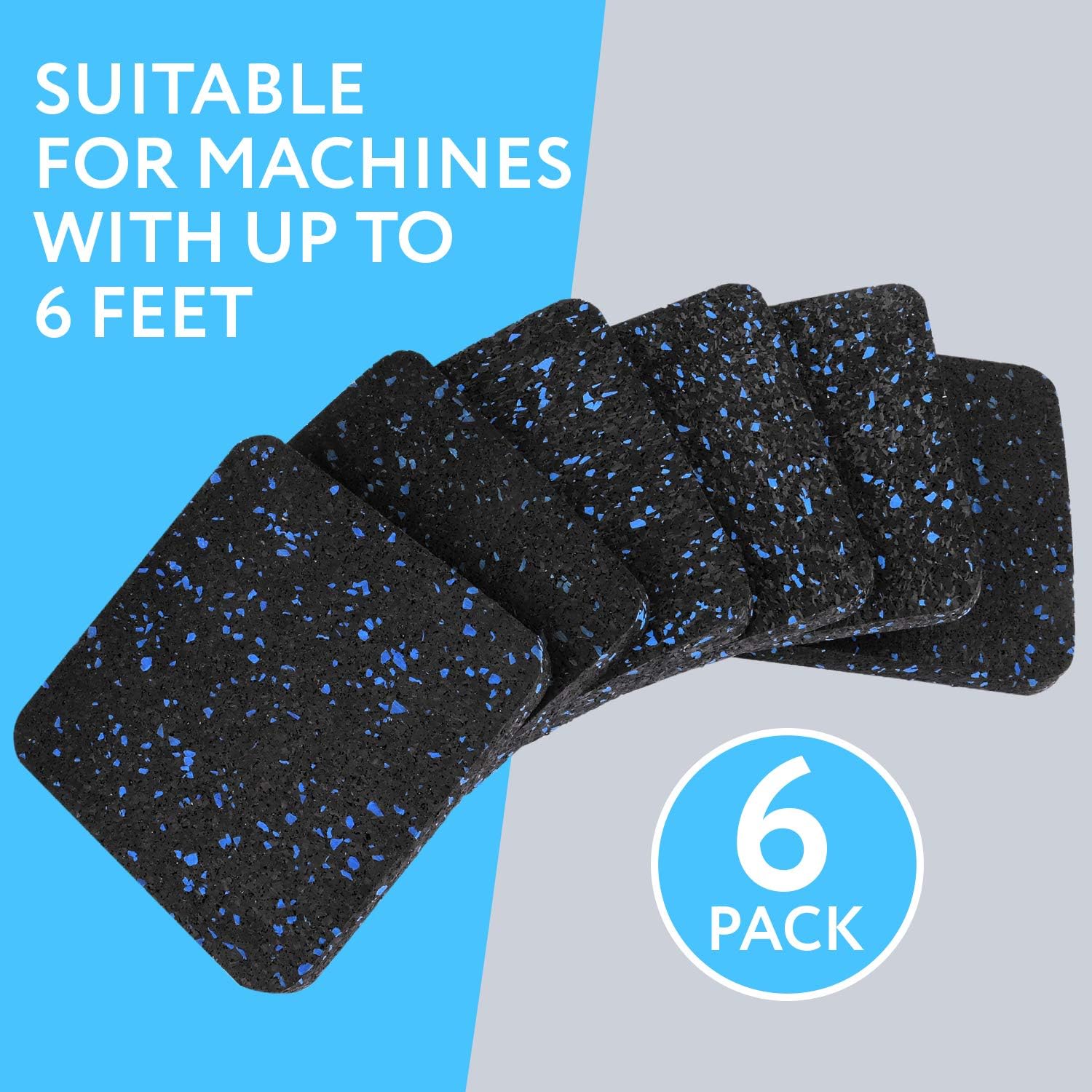 Exercise Equipment Mat 4" x 4" x 0.5" Pads Pack of 6 - Treadmill Mat for Carpet Protection - Protective Anti-slip Treadmill Pad for Hardwood Floors & Carpets - Home Gym Accessories - Protect Floors : Sports & Outdoors