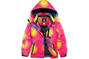 GEMYSE Girl's Waterproof Ski Snow Jacket Fleece Windproof Winter Jacket with Hood