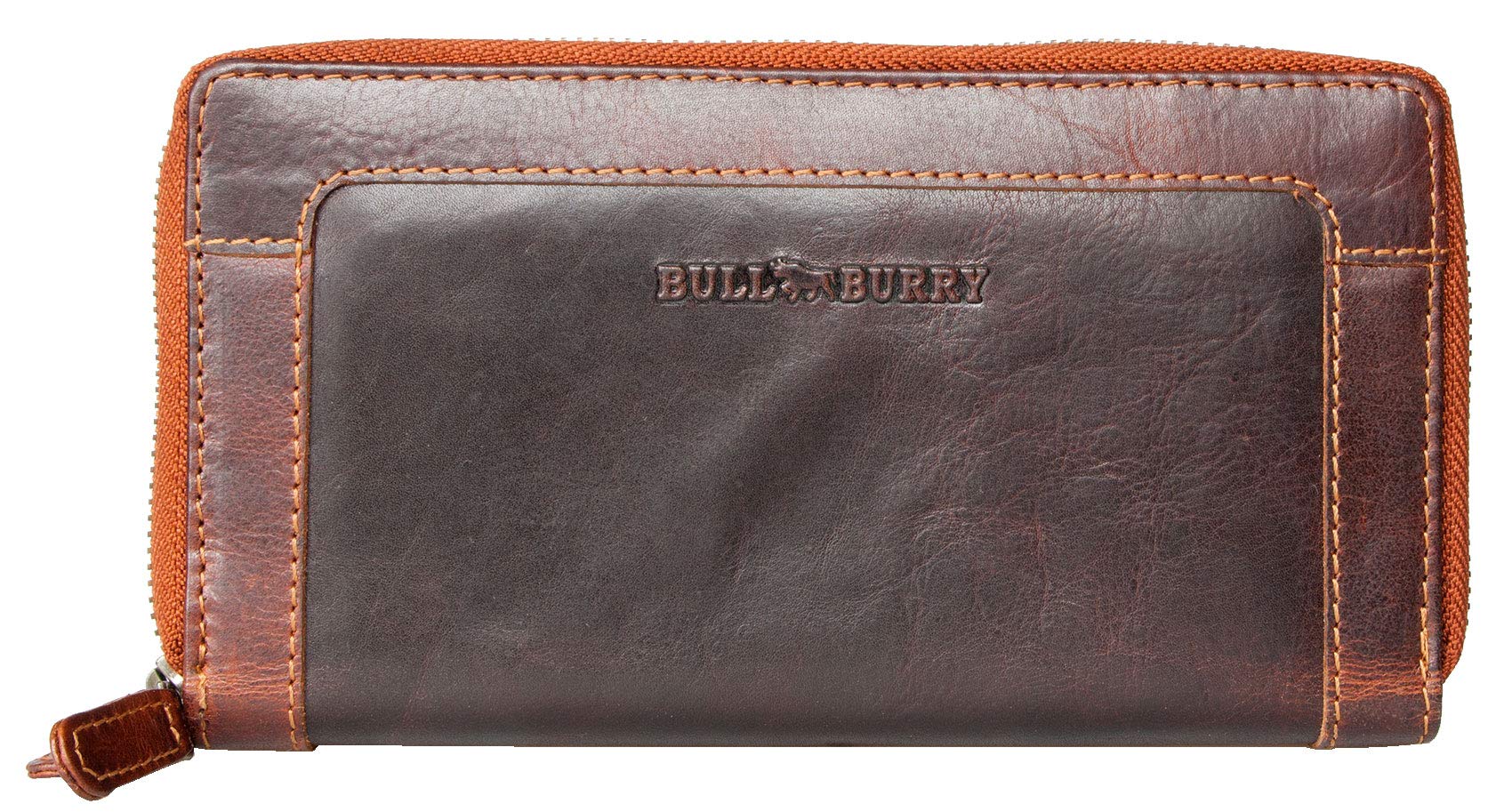 Bull Burry Dark Brown Soft Very Spacious Double Zipper-Around Genuine Leather Wallet