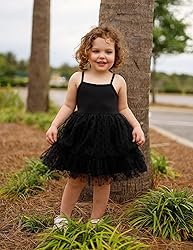 Arshiner Kids Girls Tulle Dress Black Tutu Party