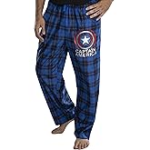 Marvel Mens' Captain America Shield Logo Plaid Pajama Lounge Pants