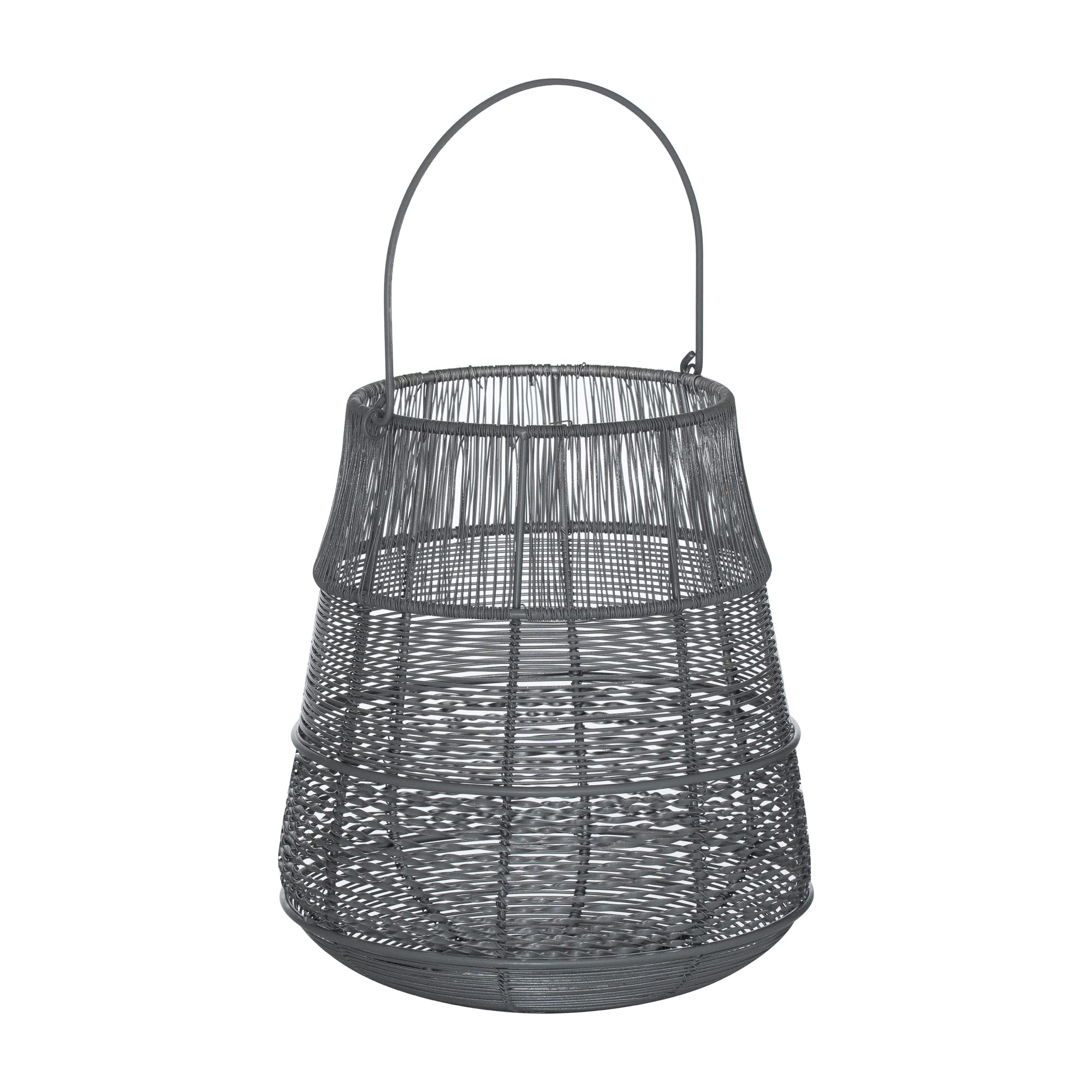 Hill Interiors Medium Wire Silver and Grey Glowray Conical Lantern, METAL, Mixed, 25 x 22 x 0.9 cm