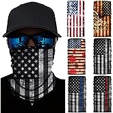 shuang qing 6 Pcs American Flag Outdoor Face Mask- Multifunctional Seamless Microfiber American Flag UV Protection Face Neck Gaiter Shields Headwear