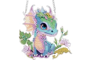 AiYuanzsh Diamond Painting Ornament 5D DIY Diamond Art Colorful Dragon Creative Design Handmade Acrylic Pendant Mosaic Making Kits by Number Kits Home Decoration Pendant