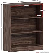 Vida Designs Cambridge 3 Tier Low Bookcase Walnut Wood Shelving Display view 3