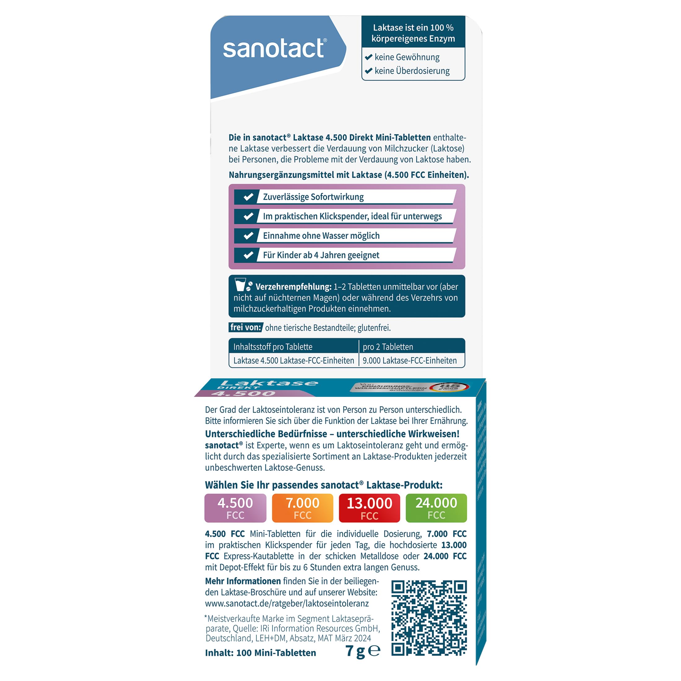 sanotact Laktase Direkt 4.500 Mini-Tabletten – 100 Stück | Für Laktoseintoleranz | Sofortige Wirkung | Ohne Wasser einnehmbar | Praktischer Klickspender 9