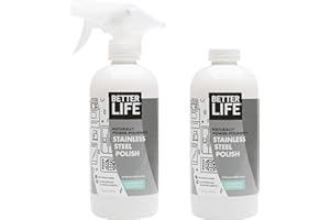 BETTER LIFE Stainless Steel Cleaner - 2 Pack 16 oz Streak-Free Stainless Steel Polish for Kitchen Sinks, Stoves, Metal Appliance, Refrigerator - Removes Grease & Water Stains - Chamomile-Lavender
