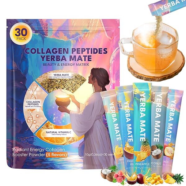 YERBA MATE INSTANT TEA POWDER WITH COLLAGEN &...
