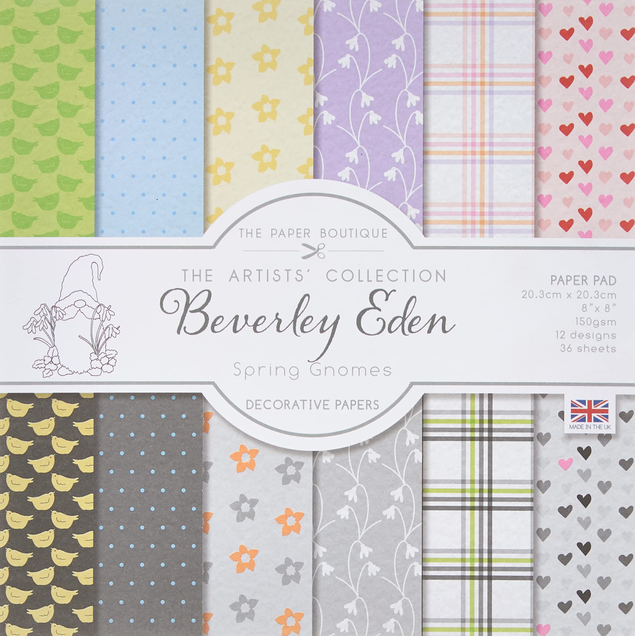 The Paper Boutique - Spring Gnomes - Paper Pad, 8 x 8 inches