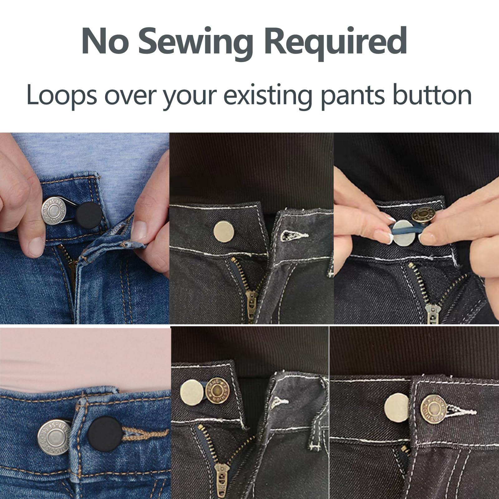 12PCS Button Extenders for Jeans, KAJUDA Pants Button Extender - Instant Waistband Extension - Adjustable Waist Extenders for Men and Women, No-Sew Solution, Assorted Colors