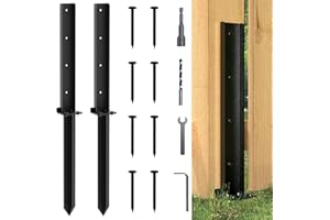 SKYSEN 2 Pack Fence Post Repair Kit, Fence Post Stabilizer with Anchor Ground Spike, Fence Post Support, Repair Stakes Anchor - Your Ultimate Post Buddy Fence Repair Solution(FPRK-2)