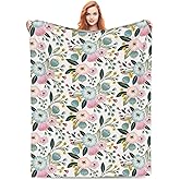 POUBUG Floral Flannel Blankets 80x60 Inches,Sofa Flowers Throw Blanket Lightweight Cozy Plush,Blanket for Couch Sofa Bedroom Living Rooms, Blanket Decor Gifts for Women and Men