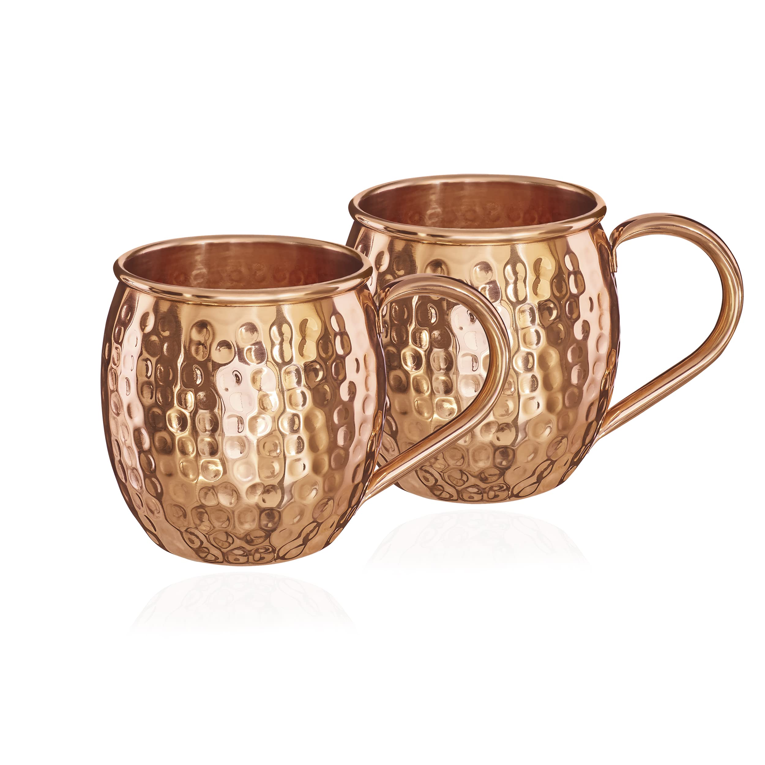 NKlaus 2 x copper cups, pure copper, 100 % Ayuverda copper cup, oval, Moscow mule, 500 ml, 11261