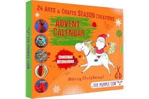 THE PURPLE COW 2024 Christmas Countdown Advent Calendar. Beautiful DIY Arts & Crafts Ornaments & Decorations Handmade by your kids. 24 days, all the season decorations for the Christmas Tree and Table.