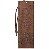 Christian Art Gifts Premium Vegan Faux Leather Scripture Bookmark for Men: Soar On Wings - Isaiah 40:31 Inspirational Bible Verse, Heat-Debossed, Faith-Based Reading Book Accessory with Cord, Brown