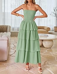 ZESICA Women‘s Summer Boho Strapless Maxi Dress
