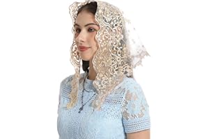 Mantveil Small Triangle Chapel Veil: Vintage Inspired Lace Mantilla Veils for Church Latin Mass Catholic Head Scarf for Women