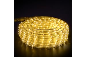 GUOTONG GouTonG LED Rope Lights, Warm White 110V 3000K, Indoor or Outdoor, 20ft, Perfect for Deck, Garden, Patio, Landscape Lighting, Bedroom Décor, Waterproof, Ideal for Backyards, Decorative Lighting