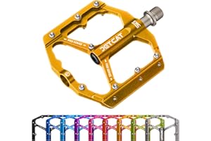 JETCAT Mountain Bike Pedals Flat - MTB Pedals Flat, Bicycle Pedals, Road Bike Pedals, BMX Pedals, for BMX MTN Road Gravel EBike, Specialized Parts, Adults, Aluminum Metal Stamp 9/16"